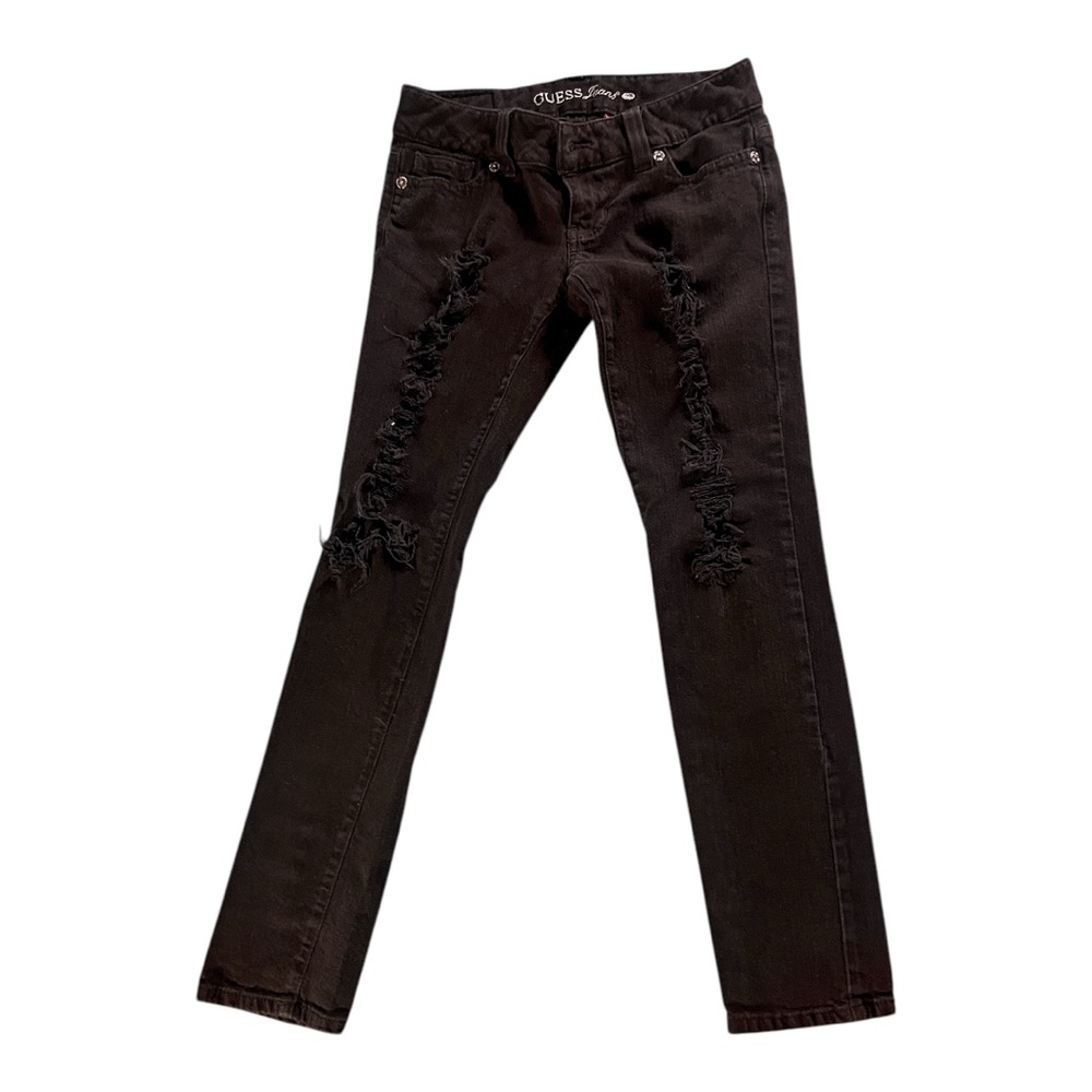 Guess Daredevil Skinnylegs Women's Black Distressed Jeans
